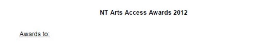 Image of InCite Arts - NT Arts Access Awards and Certificates of Commendation 2012