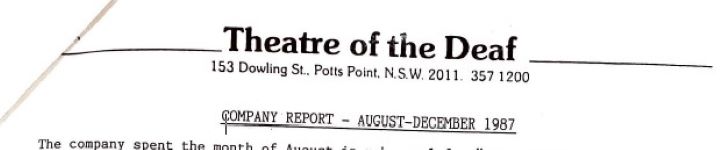 Image of Australian Theatre of The Deaf - Company Report - August December 1987