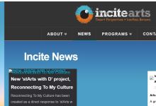 Image of Incite Arts News, website captured 2018