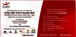 Image of Tutti Arts 'A Day With Tutti In Rundle Mall' 2009 Promotional Card