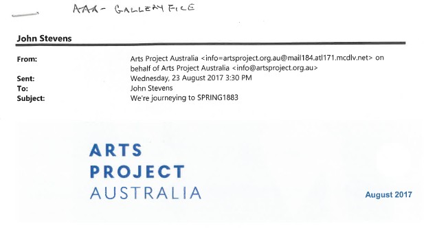 Image of Arts Project Australia - SPRING1883 Exhibition 2017 - Email Promotional Flyer