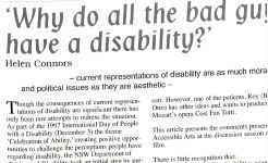 Image of Accessible Arts - ACE Arts Creativity Expression  - Helen Connors - Article: Why Do All The Bad Guys Have A Disability - Iss17, 1997, Pg11-13