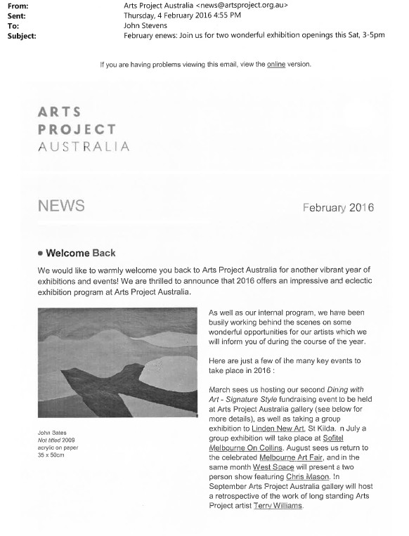 Image of Arts Project Australia - ENews - 20160204