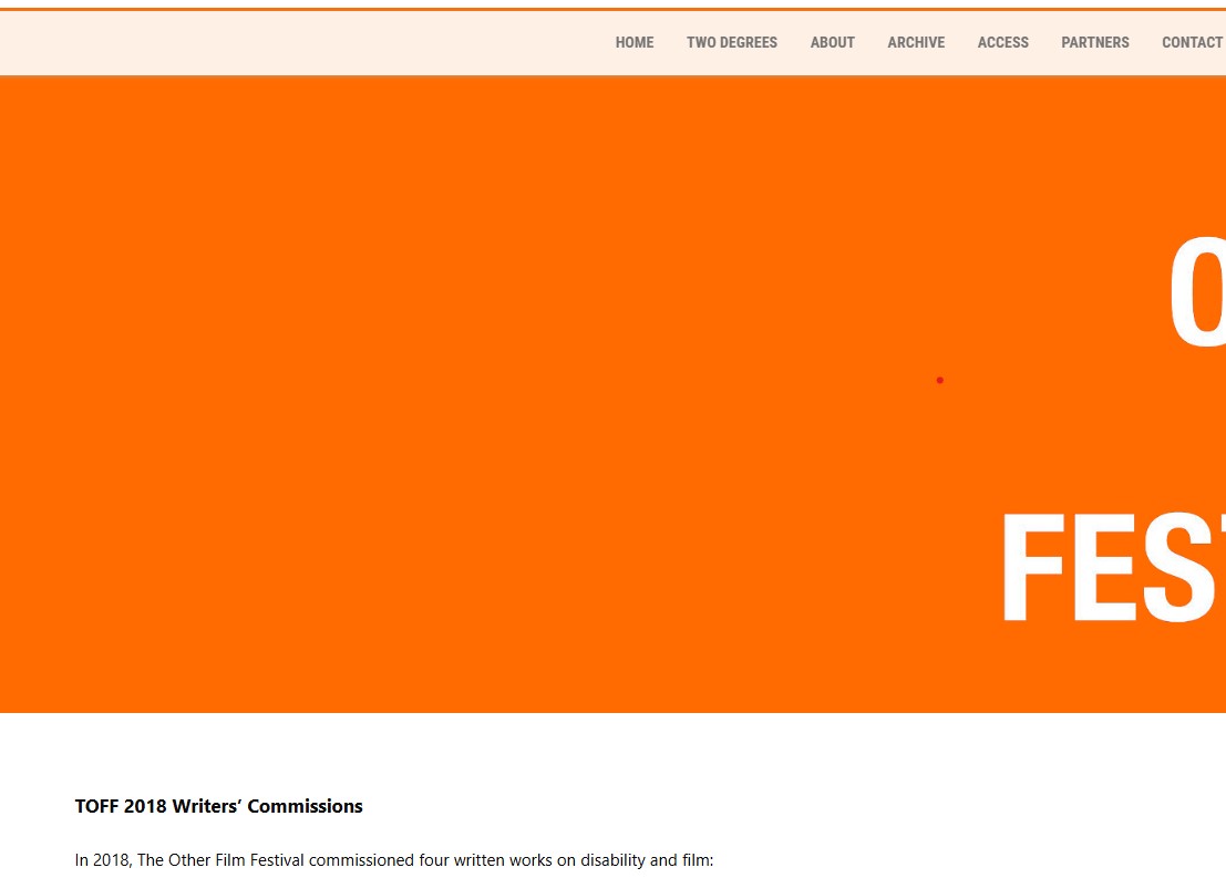Image of The Other Film Festival - Writing on Film and Disability - Online webpage