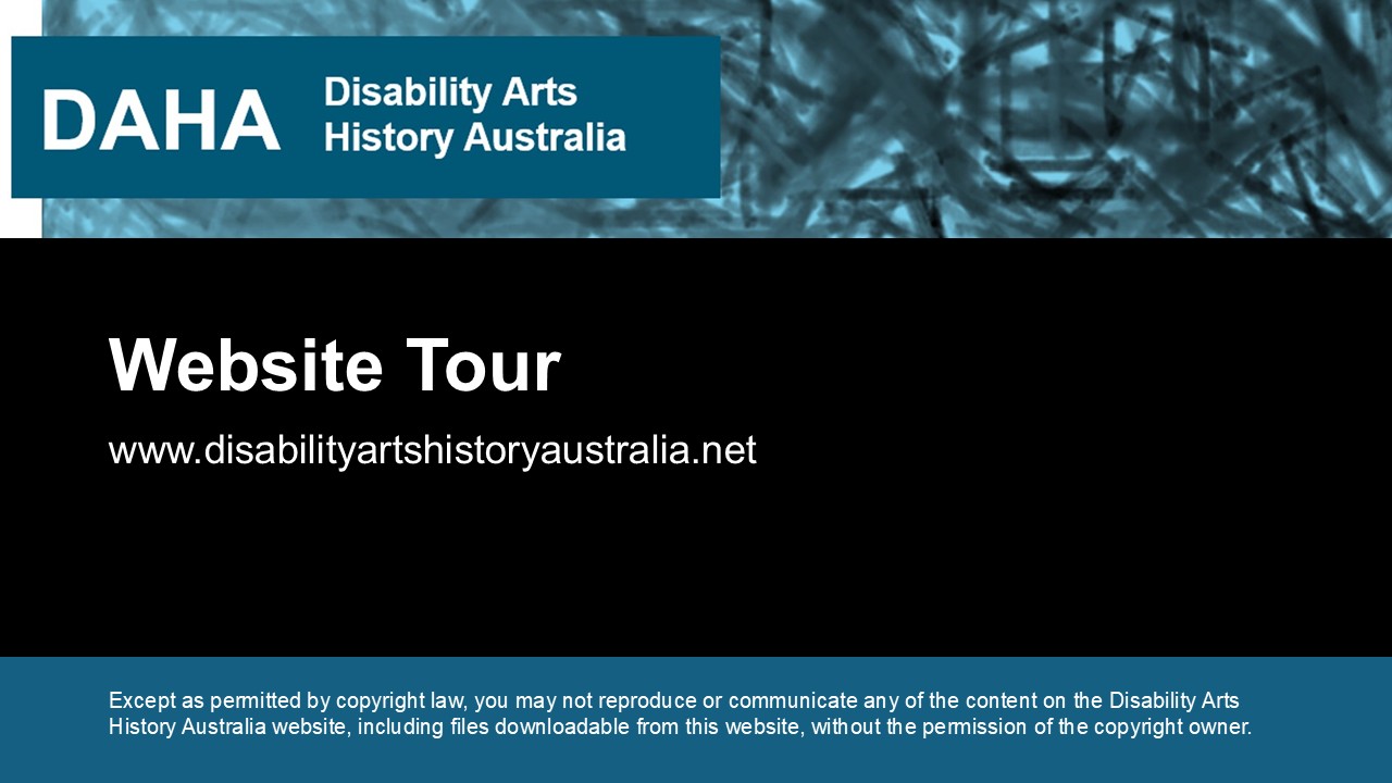 Image of Disability Arts History Australia Website Tour Video