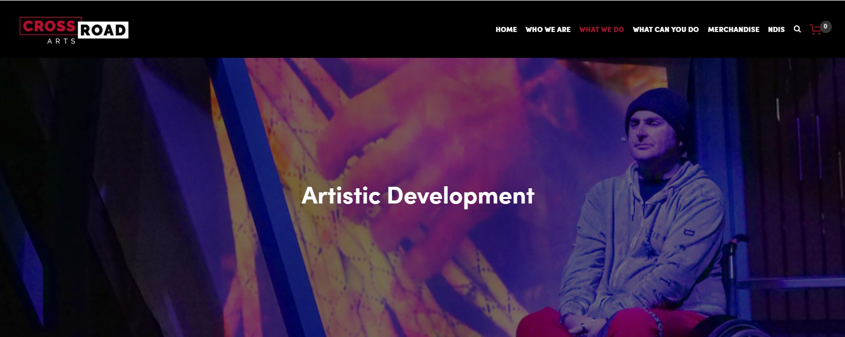 Image of Crossroad Arts website - Artistic Development, captured 2024