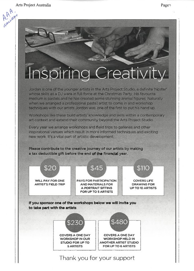 Image of Arts Project Australia - Inspiring Creativity 2013 - Promotional Flyer