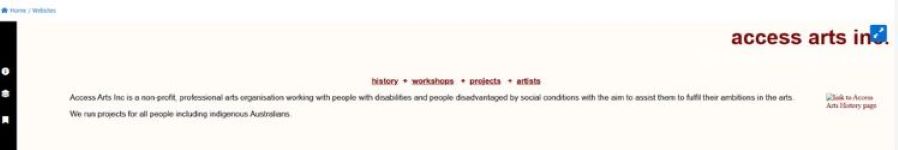Image of Access Arts Website 2001