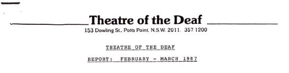 Image of Australian Theatre of The Deaf - Company Report - February March 1987