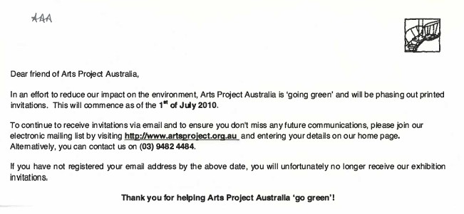 Image of Arts Project Australia - Go Green 2010 - Promotional Card