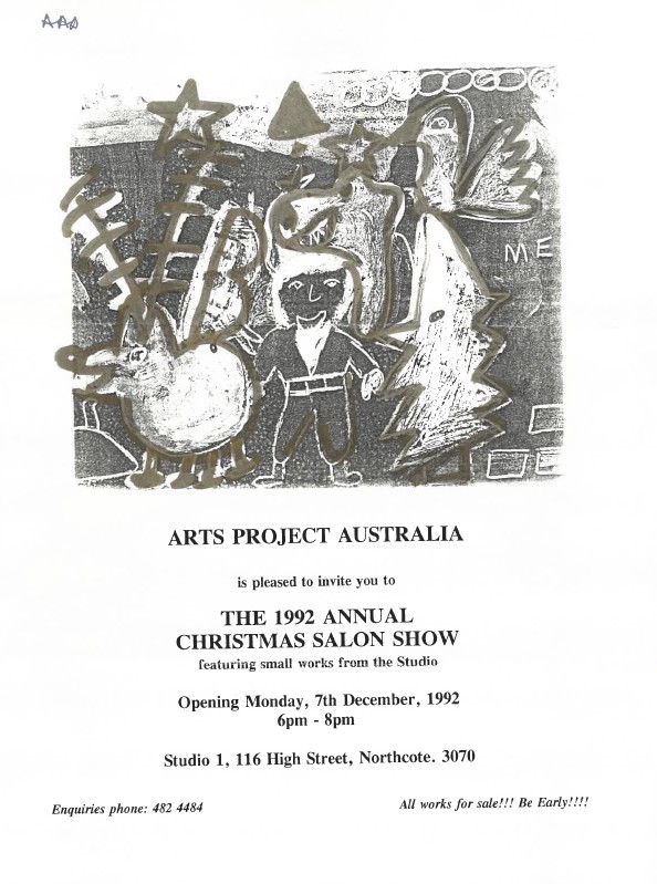 Image of Arts Project Australia - Annual Christmas Salon Show 1992 - Invitation - Promotional Flyer