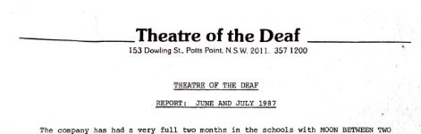 Image of Australian Theatre of The Deaf - Company Report - June July 1987