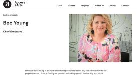 Image of Access2Arts website - Bec Young Chief Executive