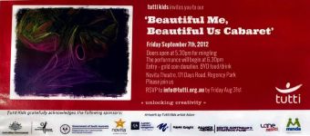 Image of Tutti Arts -Tutti Kids 'Beautiful Me Beautiful Us Cabaret' 2012 Promotional Card