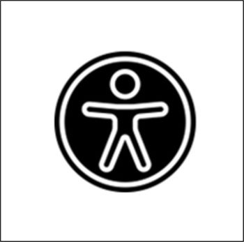 Image linking to Access Page -Black and white figure of human in a circle - image uses resources from Flaticon.com Accessibility Icons created by Smash Icons