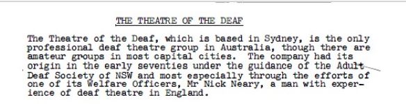 Image of New South Wales Theatre of the Deaf History 1982