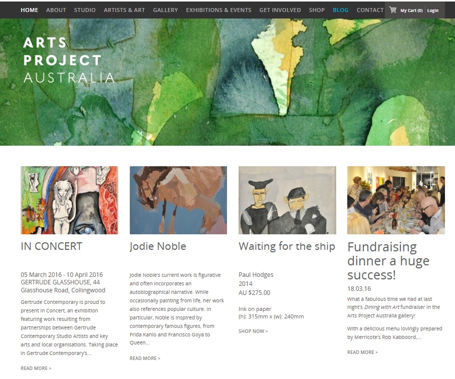 Image of Arts Project Australia - Website, captured 2016