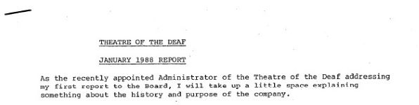 Image of Australian Theatre of The Deaf - Company Report - Jan 1988