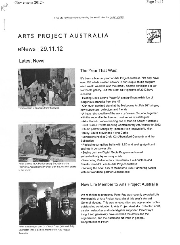 Image of Arts Project Australia - ENews - 20121129