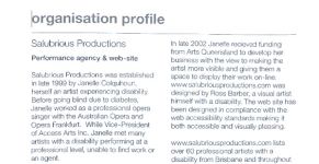 Image of Organisation Profile - Salubrious Productions, ACE Magazine Issue 27 April 2003