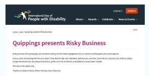 Image of IDPWD website - Quippings presents Risky Business