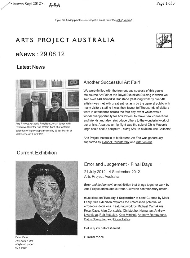 Image of Arts Project Australia - ENews - 20120829