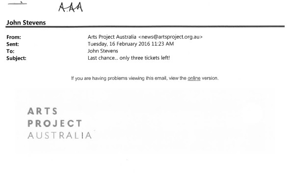 Image of Arts Project Australia - Dining With Art 2016 - Email Promotional Flyer