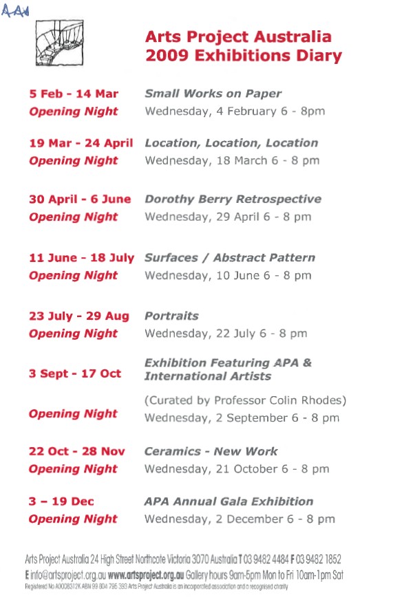 Image of "Arts Project Australia - 2009 Exhibitions Diary - Promotional Flyer"