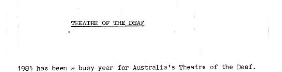 Image of Australian Theatre of The Deaf - Year Review 1985