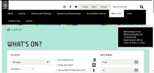 Image of DADAA  What's On Webpage, captured 2023