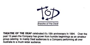 Image of Australian Theatre of The Deaf - Work and Recent Achievements - 1994