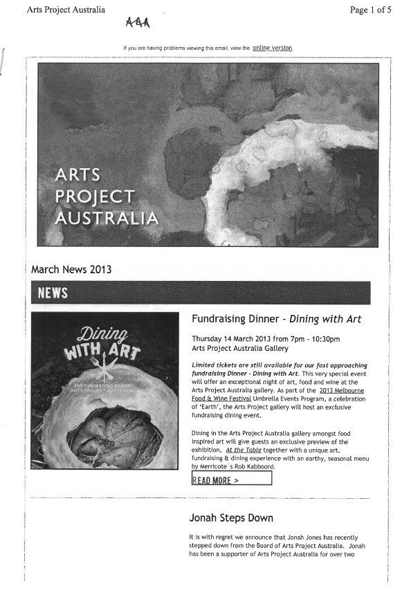 Image of Arts Project Australia - ENews - 20130308