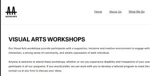 Image of Access Arts - Visual Arts Workshops webpage 2022