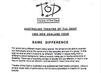 Image of Australian Theatre of The Deaf - Same Difference New Zealand Tour - Promotional Flyer