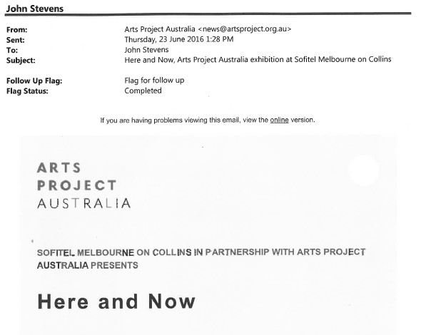 Image of "Arts Project Australia - Here And Now 2016 Exhibition - Email Promotional Flyer"