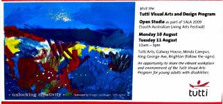 Image of Tutti Arts - Visual Arts and Design Program 'Open Studio' - Promotional Card