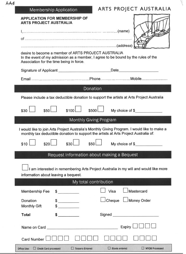 Image of Arts Project Australia - Membership Form 2015