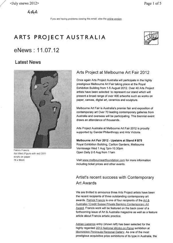 Image of Arts Project Australia - ENews - 20120711