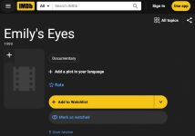 Image of Emily's Eyes' Internet Movie Database (IMDB) entry webpage