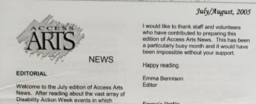 Image of Access Arts News July-August 2005