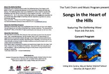 Image of Tutti Arts - Tutti Choir - Songs In The Heart of the Hills - Program
