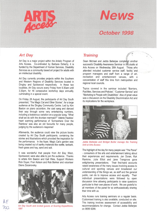 Image of Arts Access Victoria - Access Newsletter October 1998