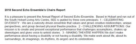 Image of Second Echo Ensemble - Chair's, Creative Producer's and Financial Reports 2018