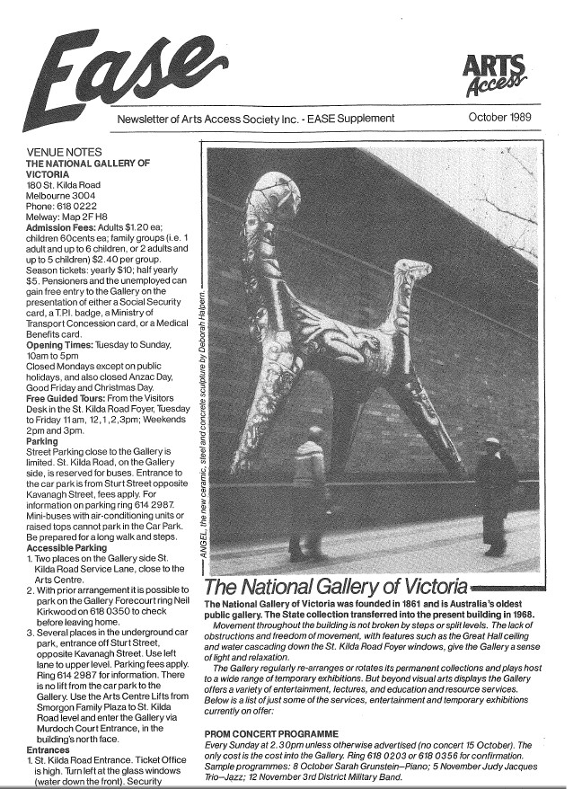 Image of Arts Access Victoria - Arts Access Society Inc. - EASE Entertainment Access Service Newsletter October 1989