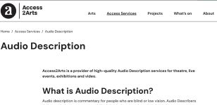 Image of Access2Arts website - Access Resources Audio Description