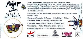 Image of Tutti Arts 'Paint Draw Stitch 'Exhibition 2019 Promotional Card 
