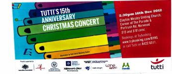 Image of Tutti Arts '15th Anniversary Christmas Concert' 2012 Promotional Card