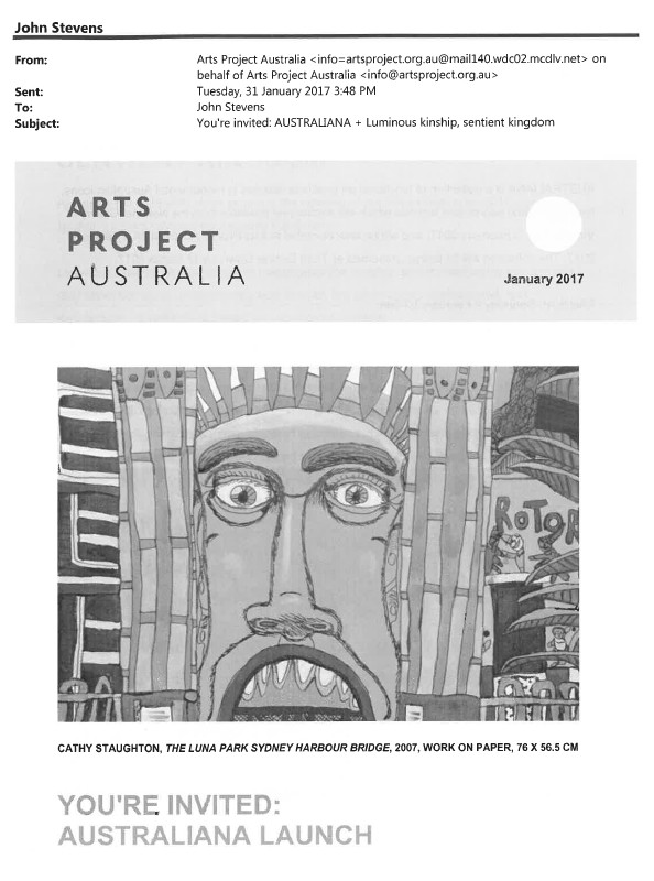 Image of Arts Project Australia - Australiana Exhibition 2017 - Email Invitation - Promotional Flyer