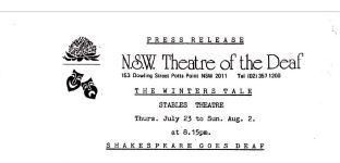 Image of Australian Theatre of The Deaf - The Winter's Tale - Promotional Flyer