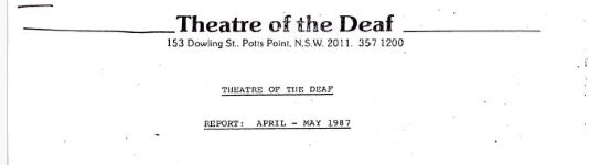 Image of Australian Theatre of The Deaf - Company Report - April May 1987